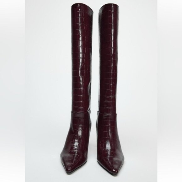 NWT ZARA THIN HEEL LEATHER BOOTS - Picture 7 of 8